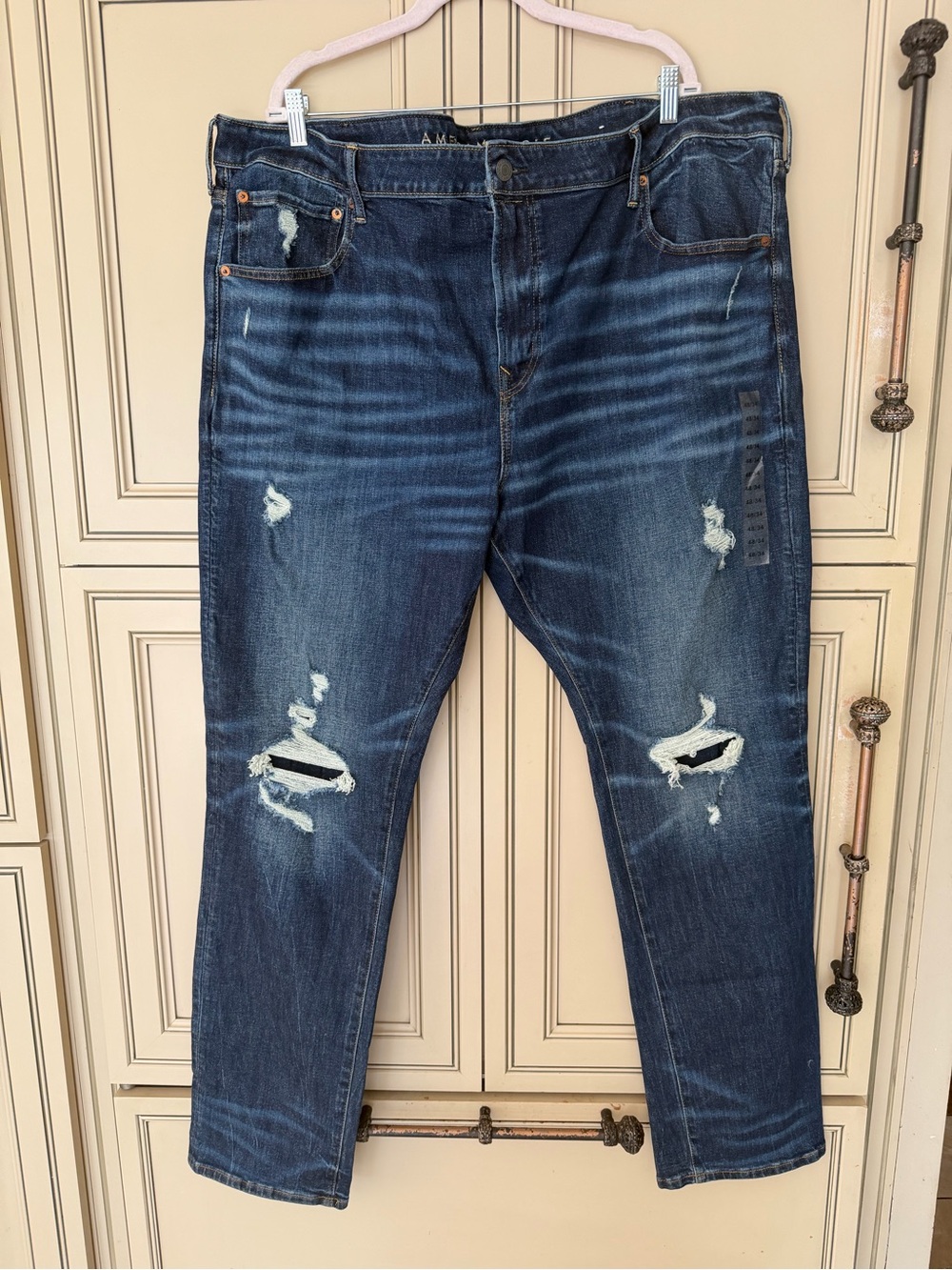 AE AMERICAN EAGLE RIPPED SKINNY JEANS AIRFLEX+ Straight Distressed Big Tall 48